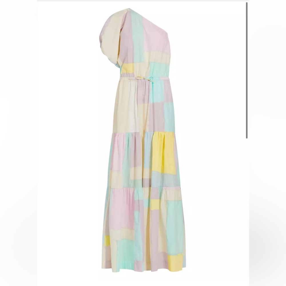 Never worn new with tags from Saks 5th Ave. One shoulder puff sleeve maxi dress